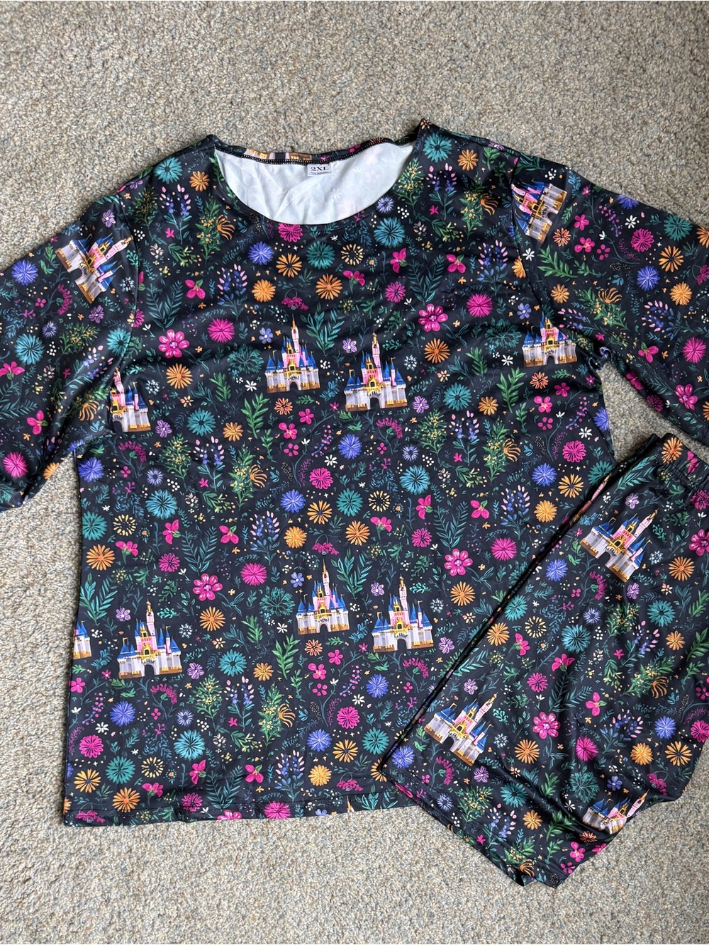 Womens Black Floral Castle matching yoga Set size 2x